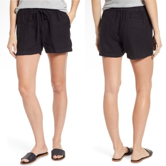 Caslon 100% Linen Black Lounge Drawstring Shorts Size L - Picture 1 of 10
